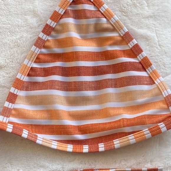New! Free People x Gnash Swim brown striped tri bikini top 14538 - Picture 6 of 9